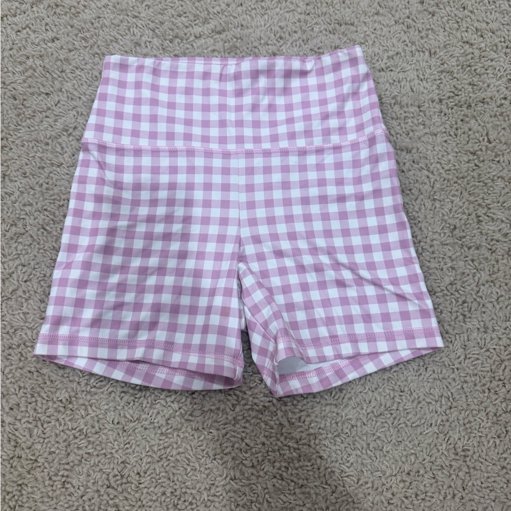 American Eagle Outfitters Pink Checkered High Waist Shorts